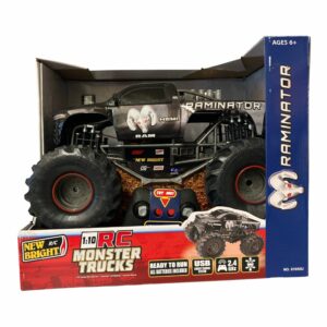 New Bright 1:10 Scale RC Monster Truck 9.6V Rechargeable Battery, Raminator Black